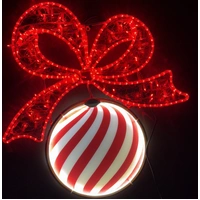 Swirl Bauble with Red Ribbon Rope Light Motif 