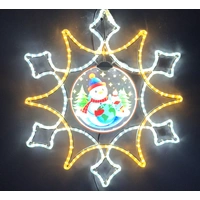 Snowflake with Snowman Bauble Rope Light Motif 