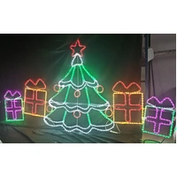 Christmas Tree with Presents Rope Light Motif