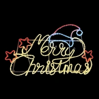 Merry Christmas with Santa Hat Rope Light Motif 
