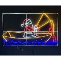 Santa Fishing in Boat Rope Light Motif