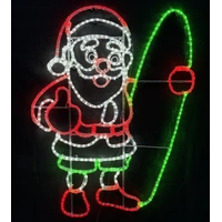 Santa with Surfboard Rope Light Motif 