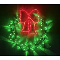 Green Wreath with Red Ribbon Rope Light Motif