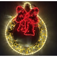 Warm White Bauble with Red Bow Rope Light Motif 