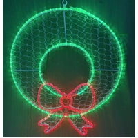 80cm Green Wreath/Red Bow Rope Light Motif