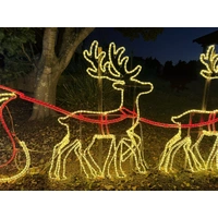 Large Sleigh Santa Waving 2 Reindeer Rope Light Motif 