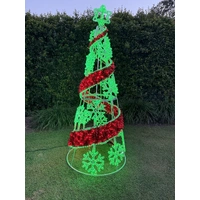 2M Green Red Snowflake Cone Tree Rope Light Motif