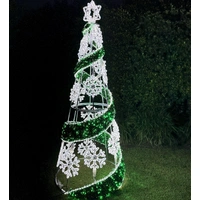 2M Green White Snowflake Cone Tree Rope Light Motif