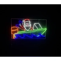 Large Santa in Speed Boat Rope Light Motif