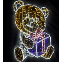 1.5m Teddy Bear with Present Rope Light Motif 