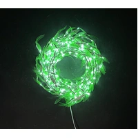 40cm Lit Green Wicker Willow Wreath