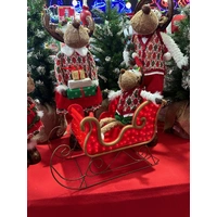 Musical Christmas Moose Family in Sleigh