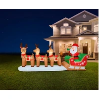 Inflatable Triple Reindeer Santa Sleigh- 360cm - preorder