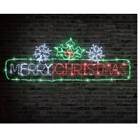 Merry Christmas with Holly/Snow Rope Light Motif 