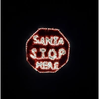Tinsel Santa Stop Here Rope Light Motif