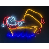 Santa Fishing in Boat Rope Light Motif 