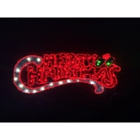 Tinsel Red Merry Christmas Rope Light Motif