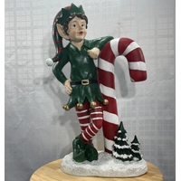 Resin Elf with Candy Cane 