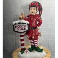 Resin Elf with North Pole Sign 