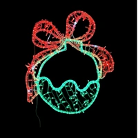 Green Bauble with Red Ribbon Rope Light Motif 