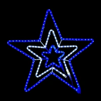 Blue/white/blue Flashing Star Rope Light Motif