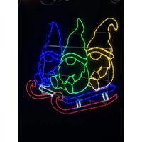 3 Gnomes on Sled Rope Light Motif 