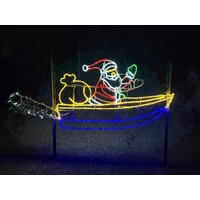 Large Santa in Speed Boat Rope Light Motif