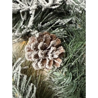 210cm Frosted Pine Lit Garland with Red Berries
