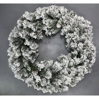 90cm Snow Christmas Wreath with Pine Cones 