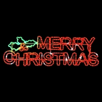 Twinkling Merry Christmas with Holly Rope Light Motif