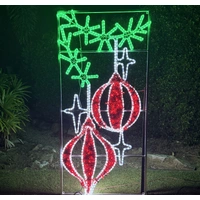 Garland with 2 Red Baubles 3 Stars Rope Light Motif 