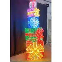 Colourful Giant Present Stack Rope Light Motif 