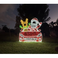 Santa Reindeer in Car Selfie Rope Light Motif