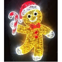 160cm Gingerbread Boy with Candy Cane Rope Light Motif 