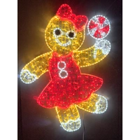 Gingerbread Girl  with Lollipop Rope Light Motif