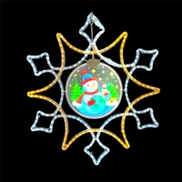 Snowflake with Snowman Bauble Rope Light Motif 