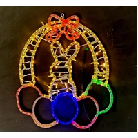 Easter Rabbit with Eggs Ribbon Rope Light Motif