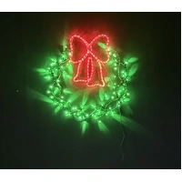 Green Wreath with Red Ribbon Rope Light Motif