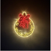 Warm White Bauble with Red Bow Rope Light Motif 
