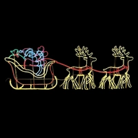Large Sleigh Santa Waving 2 Reindeer Rope Light Motif 