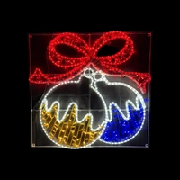 Double Baubles with Red Bow Rope Light Motif