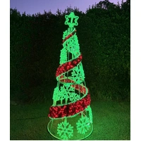 2M Green Red Snowflake Cone Tree Rope Light Motif