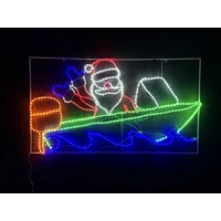 Large Santa in Speed Boat Rope Light Motif