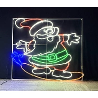 Large Santa Surfing Rope Light Motif