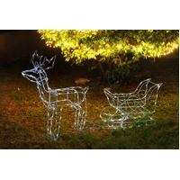 White Solar Sleigh With Reindeer - preorder for 2025