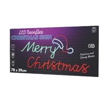 Neon Flashing Merry Christmas with Hat Motif