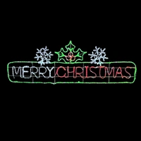 Merry Christmas with Holly/Snow Rope Light Motif 