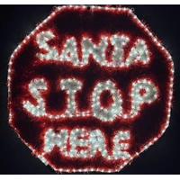 Tinsel Santa Stop Here Rope Light Motif