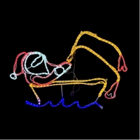Santa Fishing in Boat Rope Light Motif 
