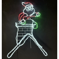 Santa on Chimney Roof Rope Light Motif
